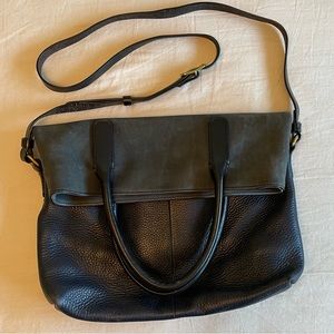J. Crew folding tote bag with cross-body strap